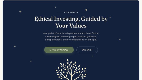 Ethical investment advisory website homepage